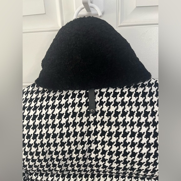 Mackage Black & White Sherpa Collar Houndstooth Puffer Warm Down Jacket XS - Picture 2 of 12
